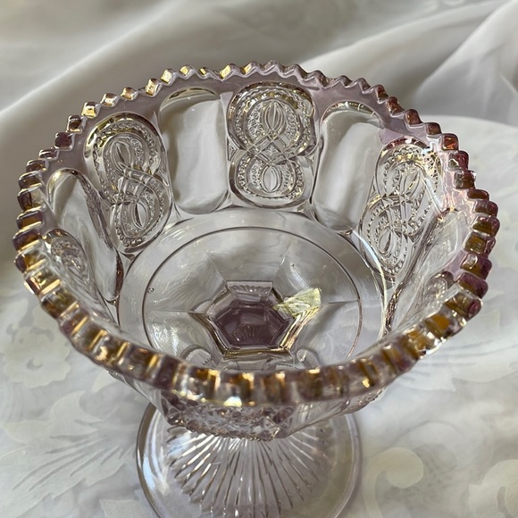Antique EAPG Glass tinted Amethyst & Gold color footed compote - Picture 2 of 10